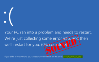 Критический процесс погасла ошибка BSOD в Windows 10