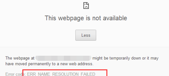 ERR_NAME_RESOLUTION_FAILED в Chrome Windows 10
