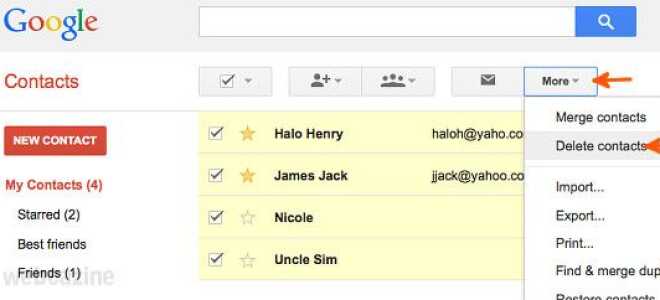Android 5.0 Lollipop: Как удалить несколько контактов?