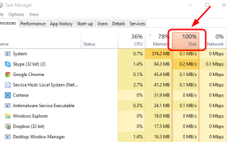 Windows 10 100% использование диска в диспетчере задач