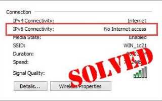 IPv6 Нет доступа в интернет