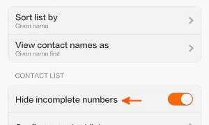 Как скрыть контакты без номера на телефоне Xiaomi под управлением MIUI V5?