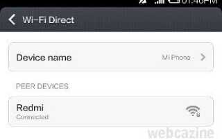 Как передать файлы с помощью Wi-Fi Direct на телефон Xiaomi под управлением MIUI V5?
