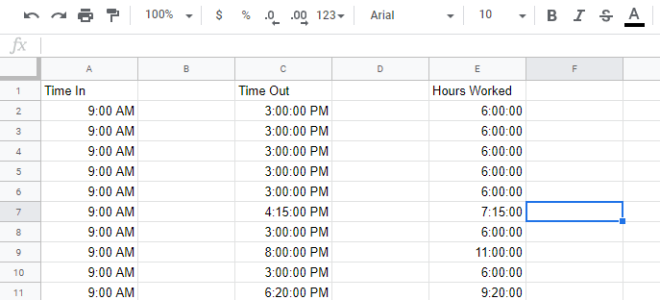 Как рассчитать время в Google Sheets
