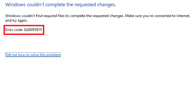 Как исправить код ошибки 0x800F081F при установке .NET Framework 3.5