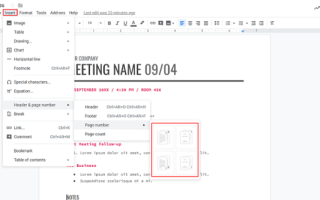 Как автоматически нумеровать страницы в Google Docs