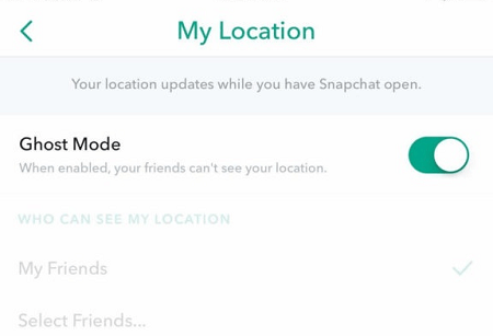 Исчезнуть на карте Snapchat