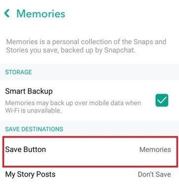 экспорт памяти на Snapchat