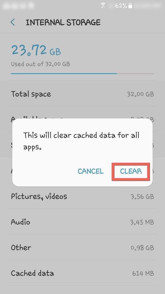 Очистить все кэшированные данные Android