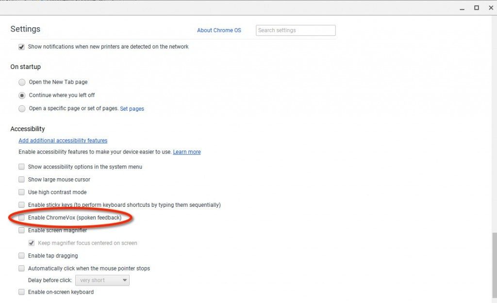 Chromebook Chromevox