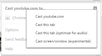 Нажмите стрелку Google Cast