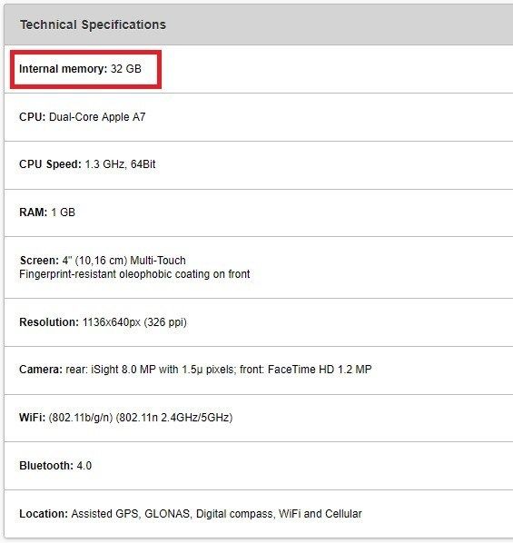 айфон сколько гб