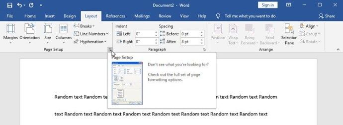 настройка страницы слова