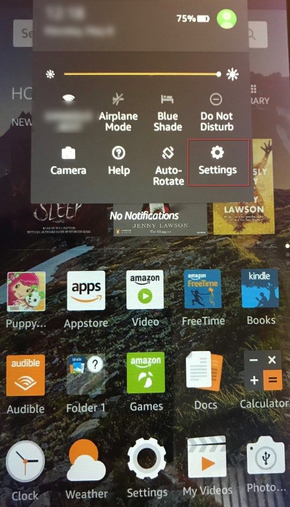Настройки Kindle Fire