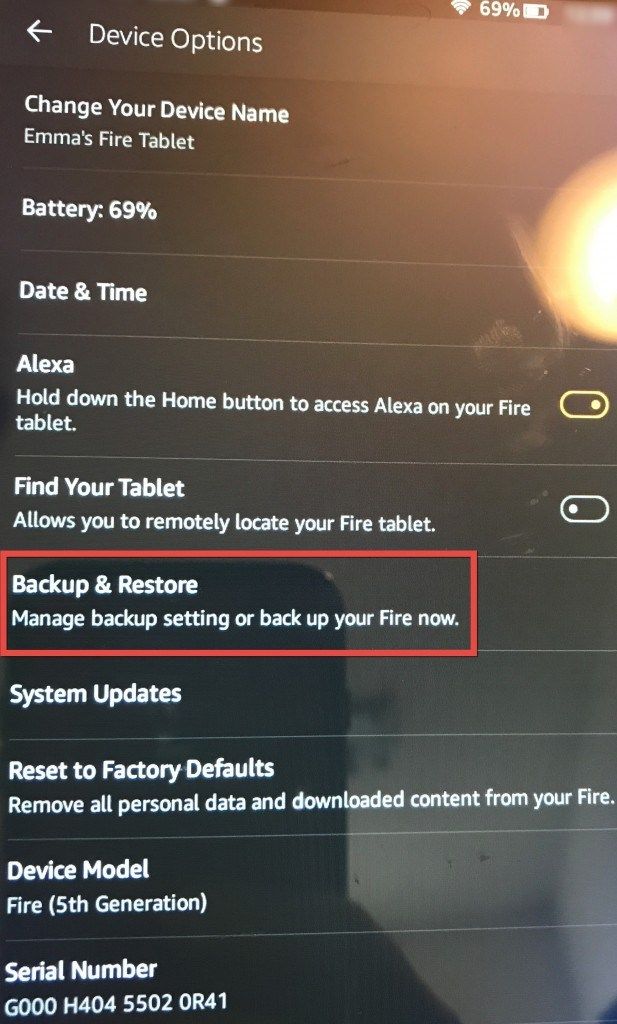 Kindle Fire Backup