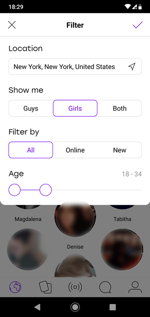 фильтры Badoo