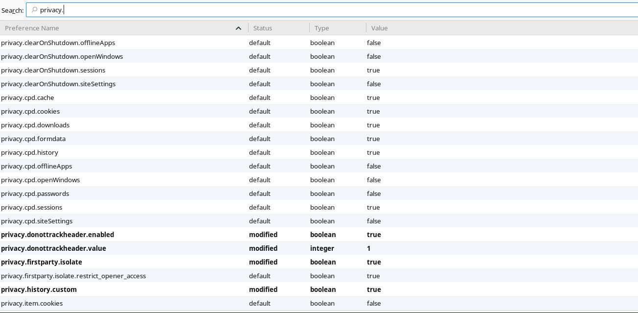 Firefox Advanced Config