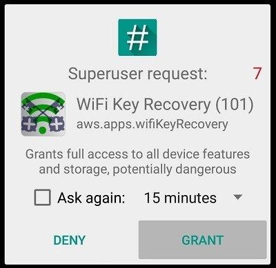 Wi-Fi Key Recovery суперпользователь