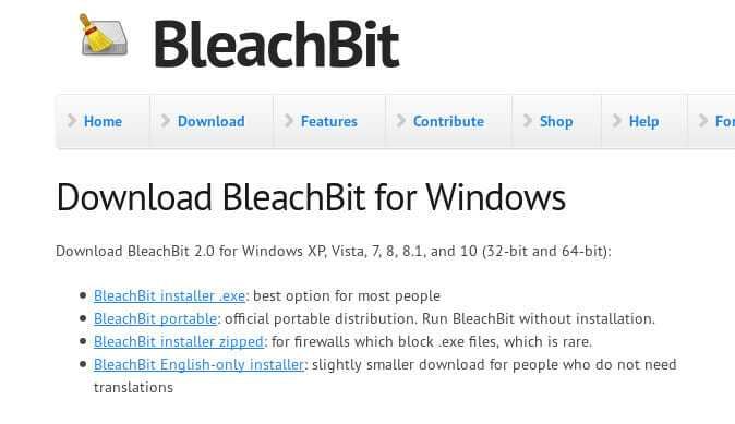 Bleachbit Установить на Windows