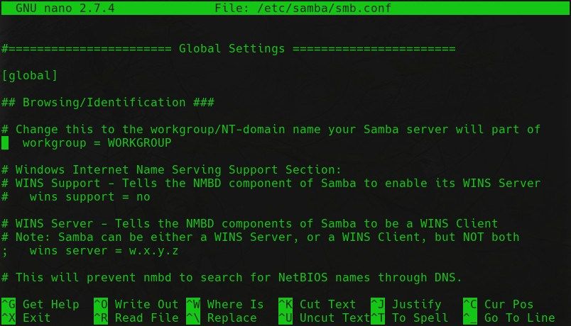 Конфигурация NAS Samba