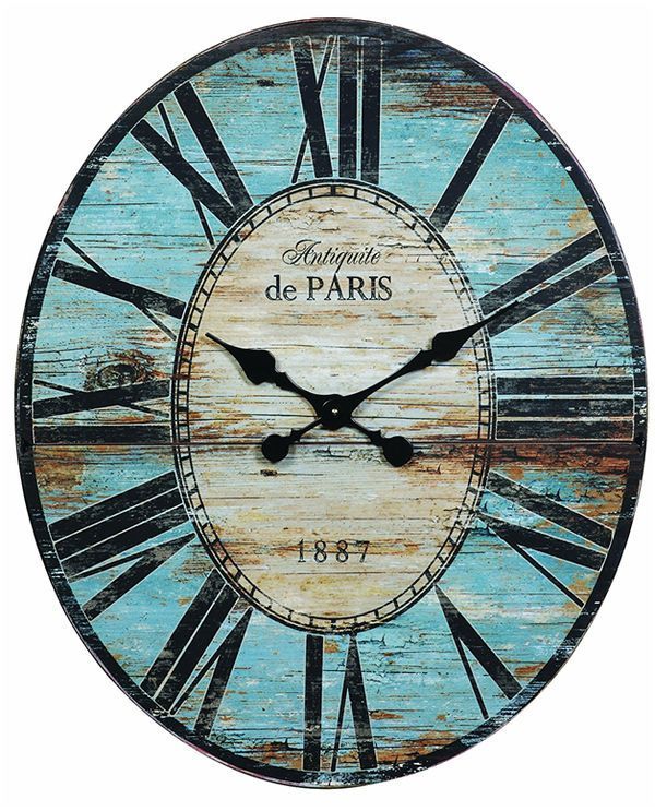 Старинные овальные настенные часы из дерева Парижа