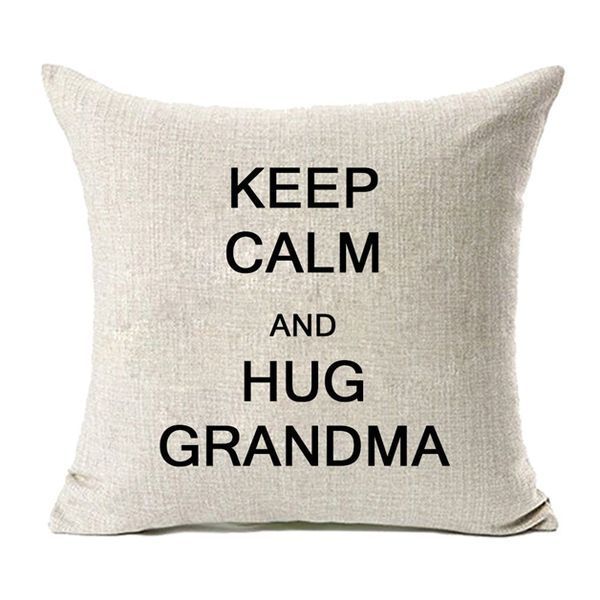 Сохраняйте спокойствие и обнимите Бабушка Хлопок льняная наволочка