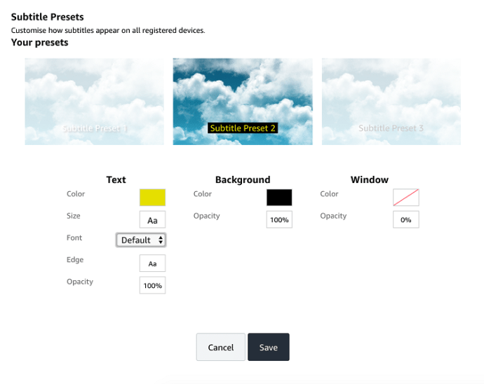 включить или выключить субтитры на видео Amazon