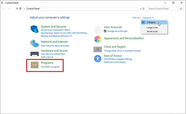 удалить программы