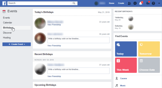 Как увидеть дни рождения друзей на Facebook