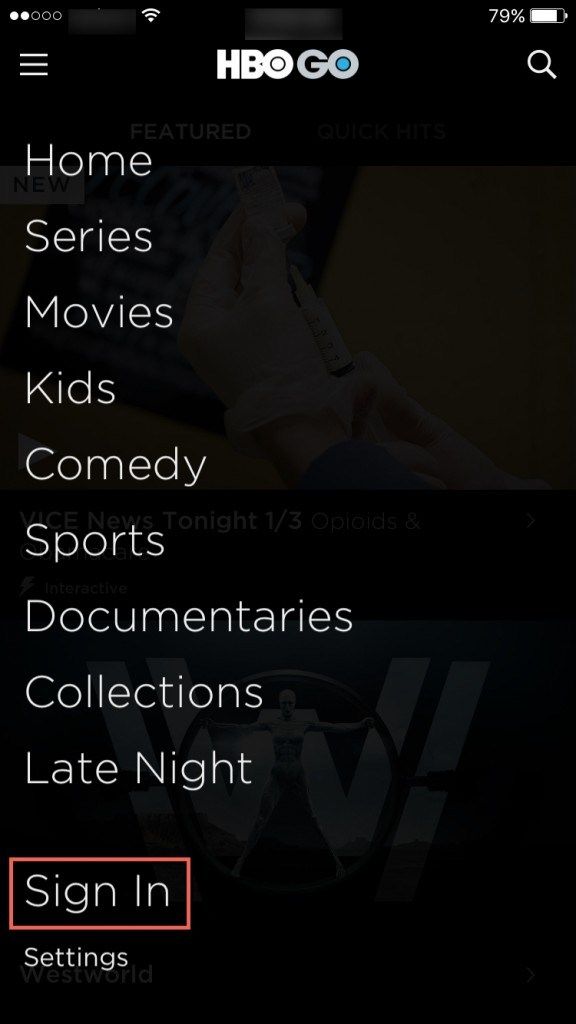 Войти в приложение HBO GO