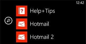 Список приложений Hotmail