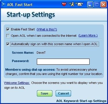 AOL автоматический вход