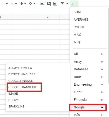 перевести таблицу Google