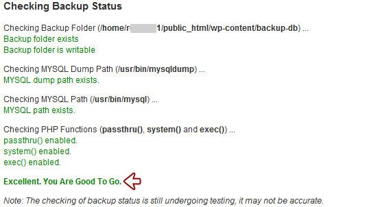 Проверка статуса резервной копии