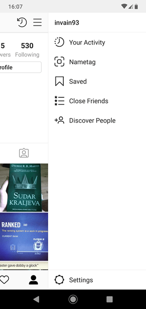 Настройки Instagram