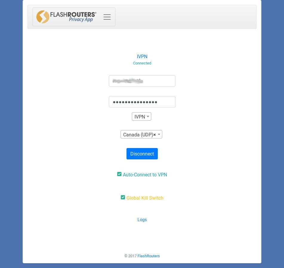 Приложение FlashRouters подключено