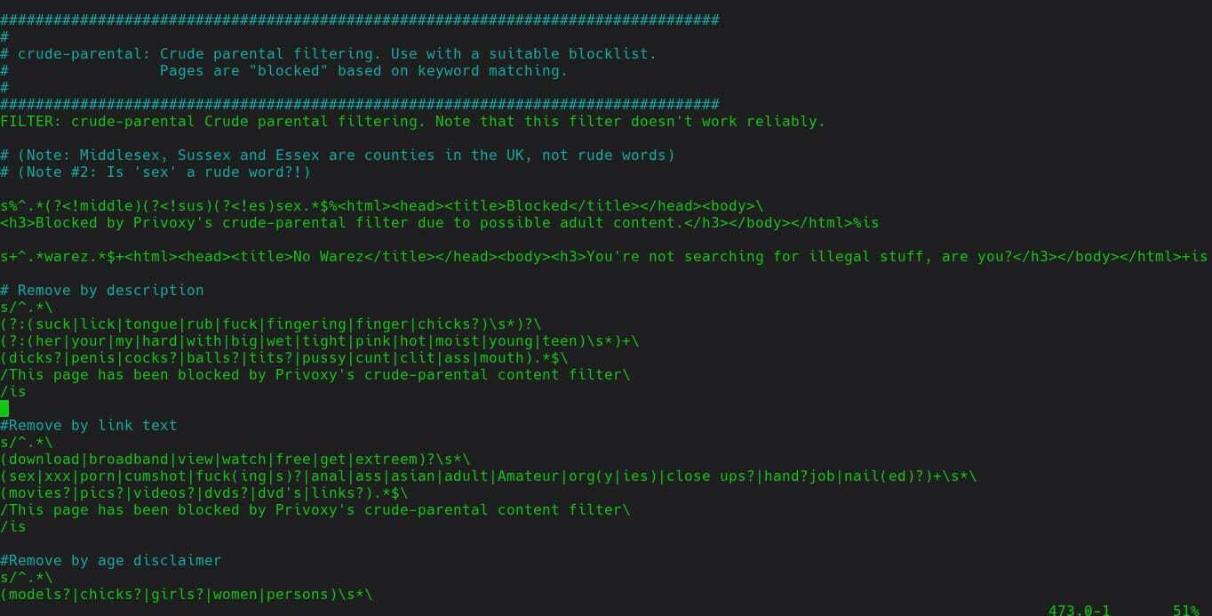 Правила фильтрации Privoxy