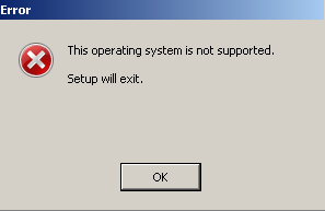Эта операционная система не поддерживается. Настройка завершится