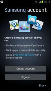 Создать учетную запись Samsung