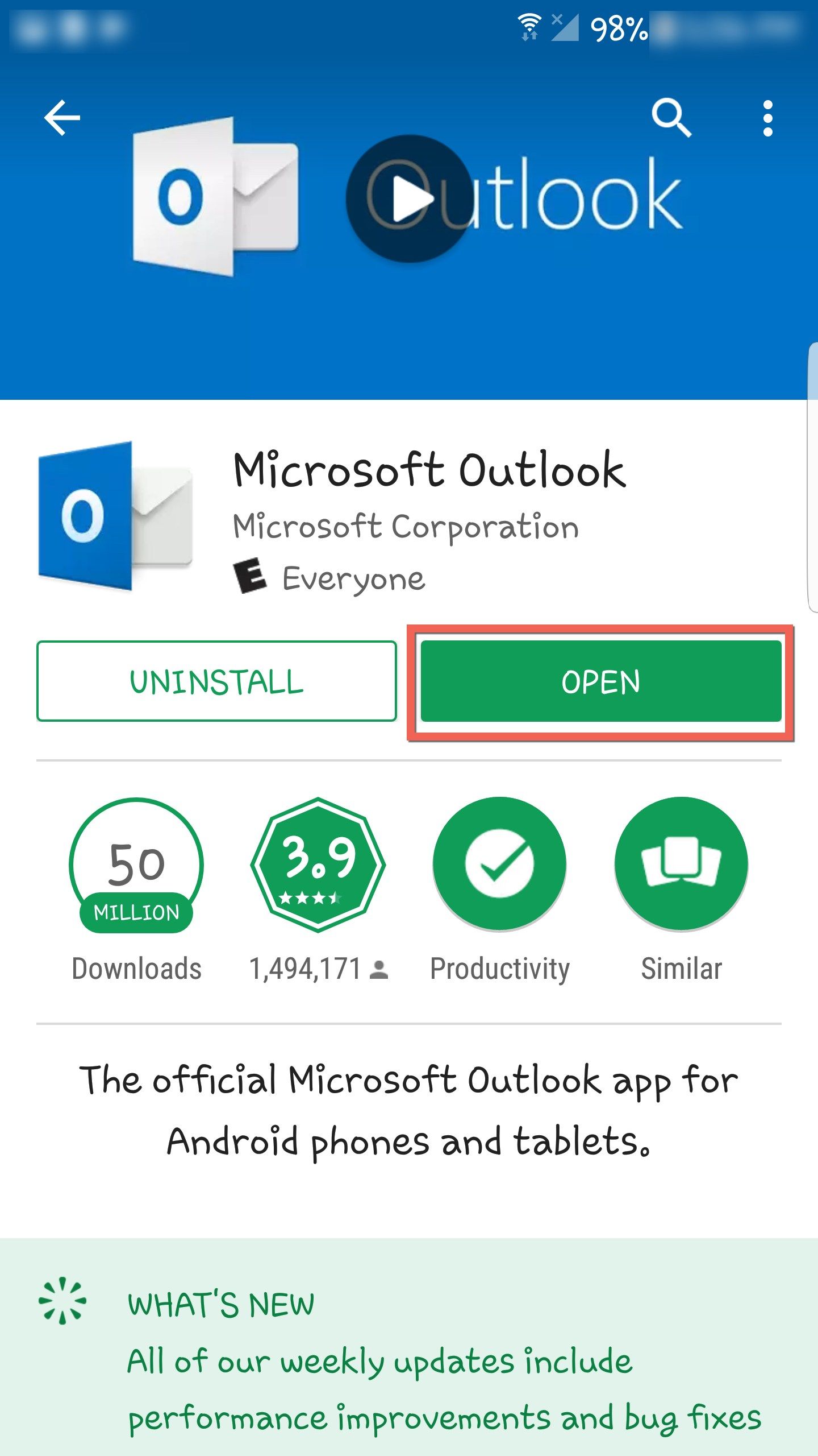 Откройте приложение Outlook