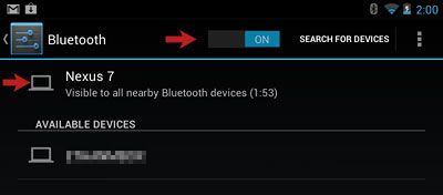 Экран Bluetooth
