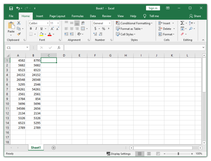 Две ячейки в Excel содержат одинаковое значение